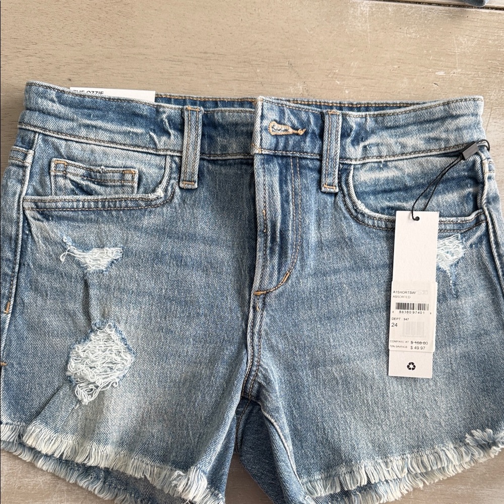 Classic Blue Distressed Jean Shorts